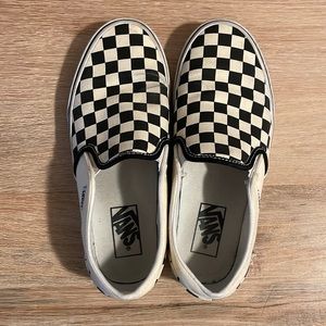 Black and white checkered slip on Vans size 7.5